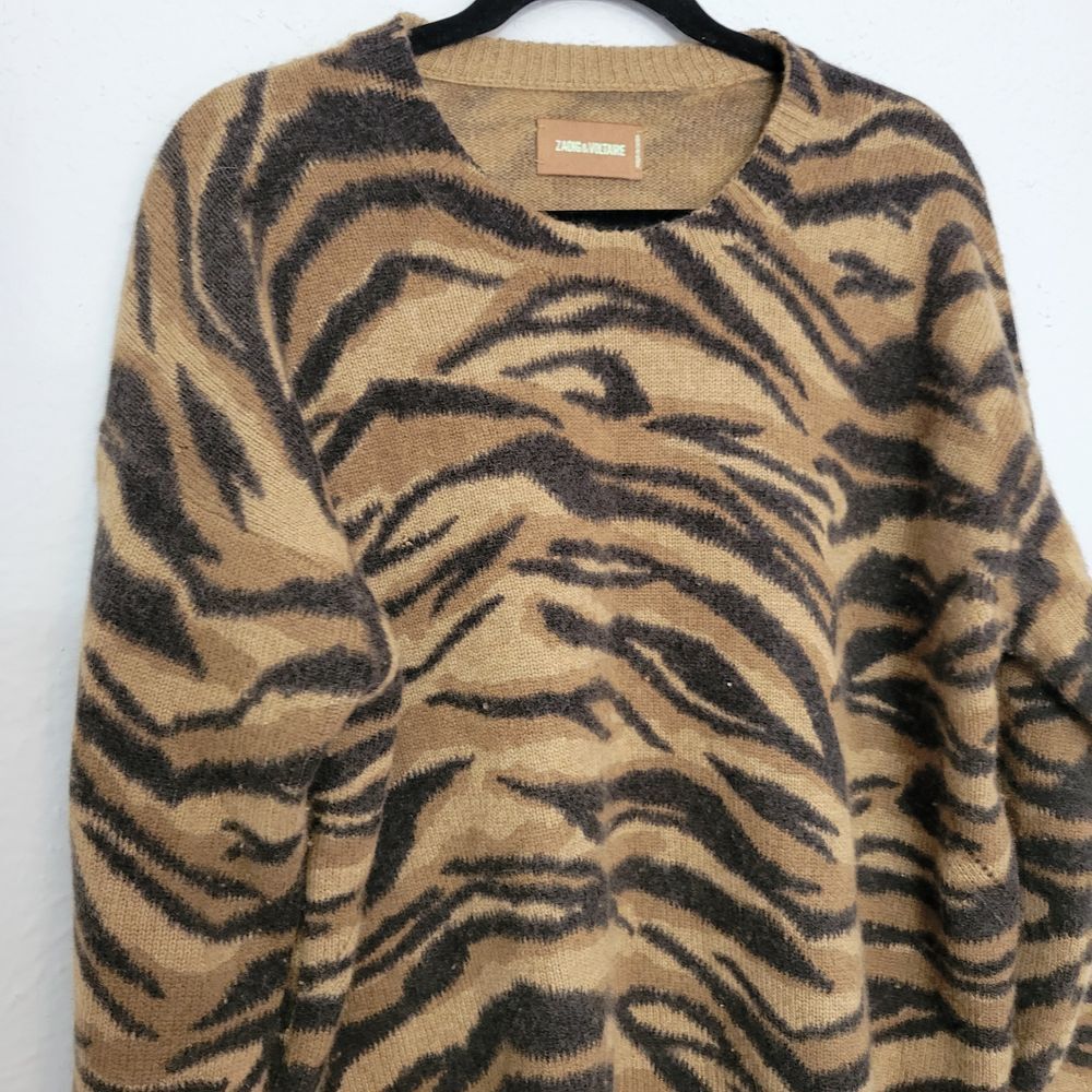 Zadig & Voltaire Tan and Black Tiger-Print Crewneck Sweater - Picture 2 of 10